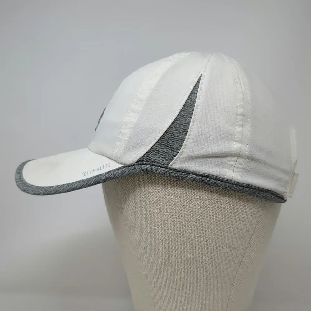 Adidas Baseball Cap White One Size Climalite Performance Gray Panels Strap Hat
